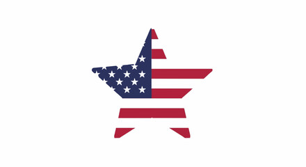Star badge vector icon, five-pointed star with USA flag pattern, patriotic symbol for Independence Day, flat minimalist style.
