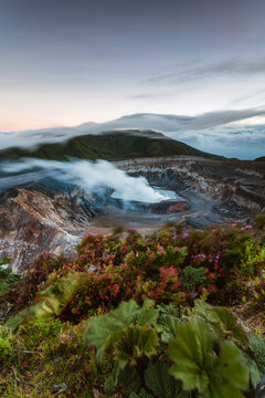 Dawn over Poas volcano crater, Costa Rica