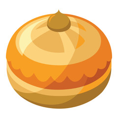 Round baked good with creamy topping and swirl design