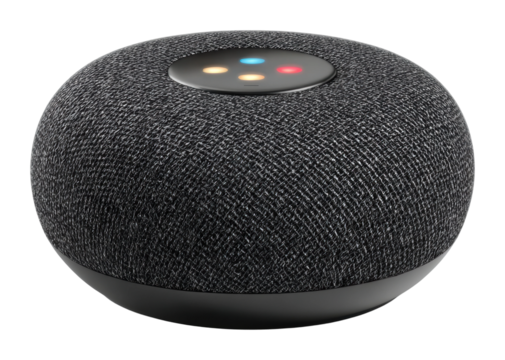 Interactive smart speaker home technology device modern living room isolated on transparent background