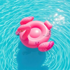Summer Fun Flamingo Pool Float in Blue Water Relaxation on Vacation
