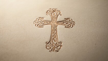 Easter-themed illustration featuring a doodle emblem related to the Christian faith, seasonal celebration