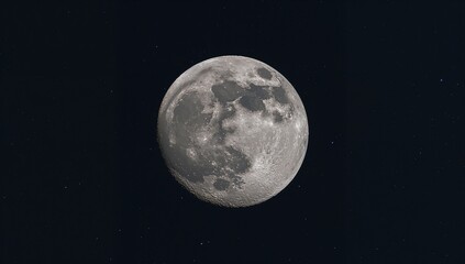 Fototapeta premium Detailed View of the Full Moon Observed Through a Telescope, astronomical exploration