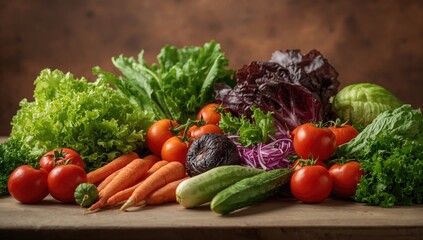 Fresh vegetables ideal for salads, fiber-dense choice