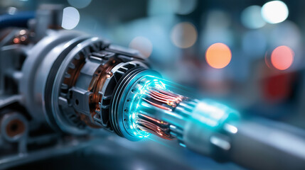 Electric system of eco car engine automotive part concept EV motor technology vehicle electrical system green automotive engineering sustainable car component with copy space