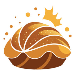 Whimsical cartoon bread with golden crown and sparkles