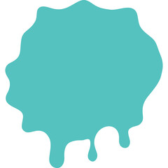 Teal Blue Abstract Splash Shape With Dripping Effect Isolated On White Background