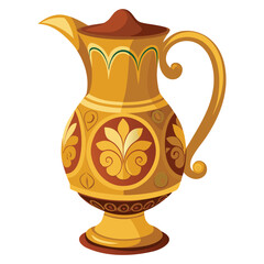 Ornate golden pitcher with decorative floral motifs