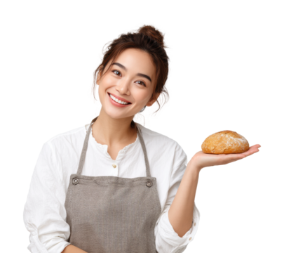 Baking fresh bread smiling baker bakery food joy isolated on transparent background