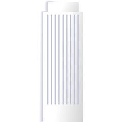 Tall White Skyscraper Building With Vertical Lines Detail And Light Purple Accents On A Transparent...