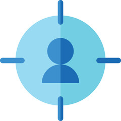 Targeted Audience Icon Featuring A Stylized Blue Silhouette Of A Person Centered Within A Luminous...