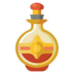 Magical potion bottle with golden accents and red liquid