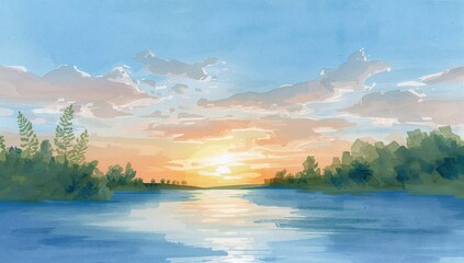 Fototapeta premium Twilight scenes with natural landscapes and azure heavens