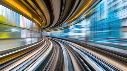 commute. Empty train platform with blurred departure board in morning fog. tourism brochures, itinerary planners, designed for hospitality marketing for hotel rooms and spa retreats.