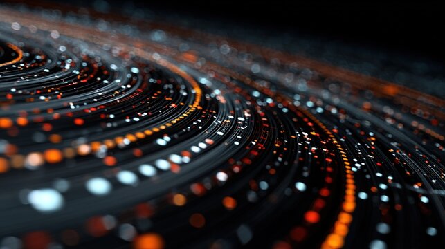 prototype. Virtual reality concept with abstract data patterns and glowing symbols. product launch decks, UI/UX mockups, designed for data visualization dashboards and holographic UIs.