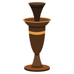 Ornate brown candlestick with decorative bands