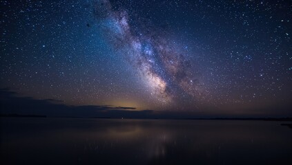 The ocean beneath the starry night sky
