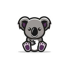Naklejka premium Cute cartoon koala illustration, adorable Australian marsupial character sitting, simple vector graphic design element