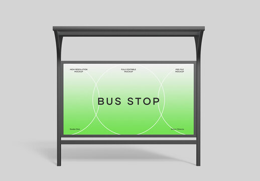 Advertising Billboard Mockup at Bus Stop