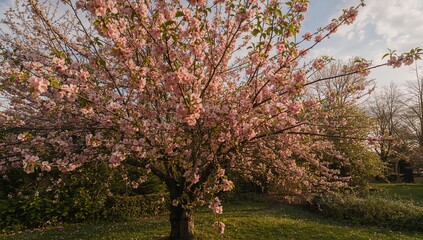 Naklejka premium Peach tree blossoms in full bloom, symbolizing the arrival of spring