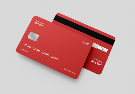 Top View&nbsp;Credit Card Mockup for Bank & Fintech Branding