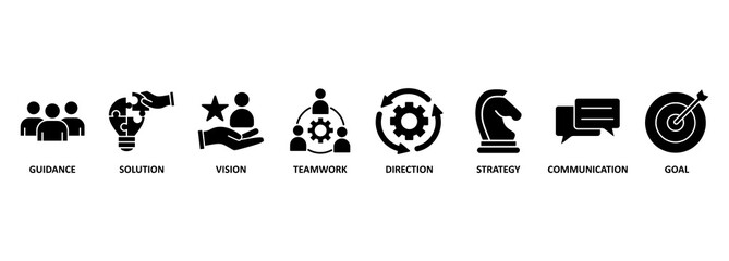 Leadership concept vector illustration with icons