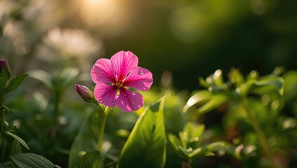 Fototapeta premium Vibrant pink Phlox blooms in a lush garden setting, enhancing summer landscapes