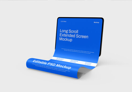 Long Scroll Tablet Screen Mockup for Website and App UI UX Presentation