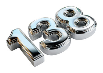 Metallic number 138 digital creation modern design abstract isolated on transparent background