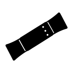 Black and White Graphic of a Rectangular Object with Three Circles