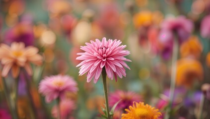 Obraz premium Floral motif with simple blossoms in a continuous layout. Retro 1960s hippie style.