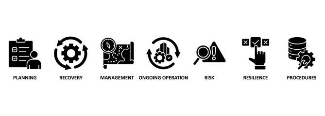 Business continuity planning - the process of creating systems of prevention and recovery to deal with potential threats to a company. Vector Illustration Concept