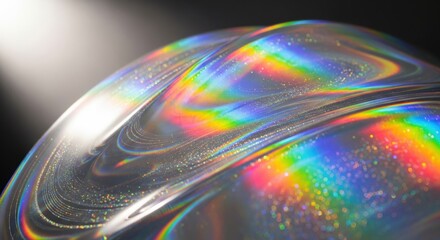 Abstract Iridescent Holographic Sphere Translucent Liquid Metal Rainbow Colors Light Refraction Science Artistic Rendering 3D Illustration