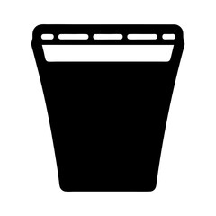 Black and white illustration of a simple bucket with a handle