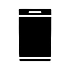 Stylized garbage can or trash receptacle in simple black and white design