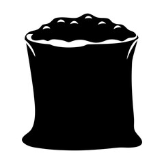 Stylized illustration of an overflowing sack with rounded peaks in black color