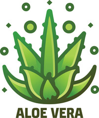 Aloe Vera Logo Vector Illustration, Organic Plant Icon for Natural Skincare, Herbal Medicine, Cosmetic, and Health Product Branding Design