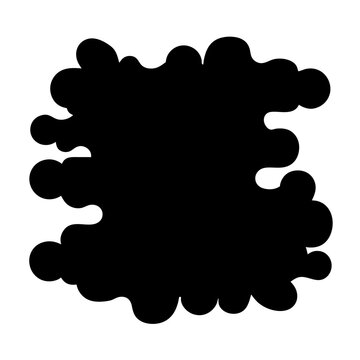 Abstract blobby shape in solid black ink against a white background