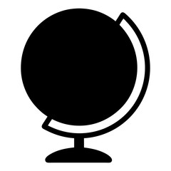 Black and white silhouette of a world globe on a stand