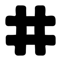 Stylized black and white hashtag or number sign with rounded edges