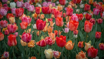 Obraz premium Flowers in a garden, vibrant colors and natural beauty, spring season