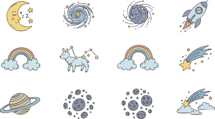 Cosmic Wonders HandDrawn Celestial and Fantasy Elements Collection.