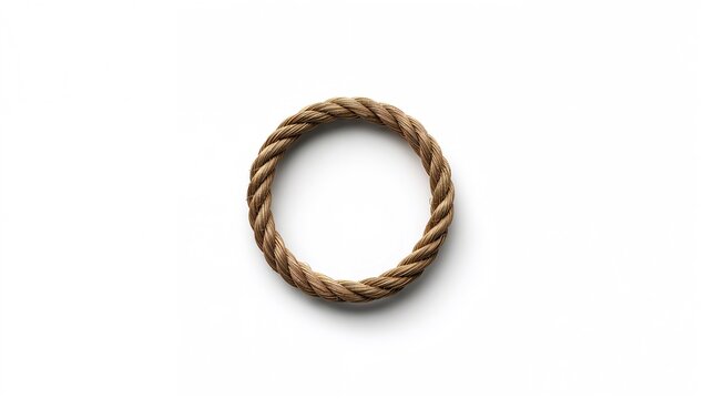 Isolated cord loop on a white backdrop, natural material with potential safety implications