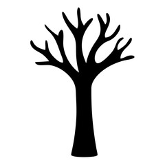 Obraz premium Silhouette of a bare tree with branches against a white background