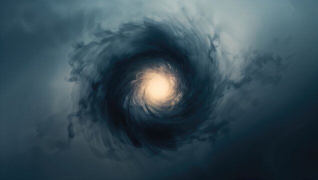 Illuminated Sphere Amidst the Hazy Vortex of Shadowy Clouds