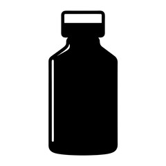 Minimalist black and white vector silhouette of a medicine bottle or vial