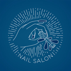 Simple monoline manicure and pedicure logo concept for nail studio brand