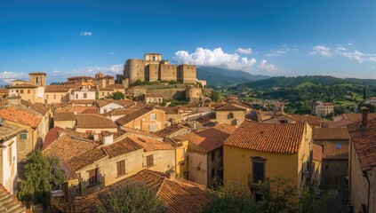 Obraz premium The Ducal castle and historic town center, urban density,