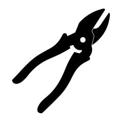Striking Black Silhouette of Pruning Shears Tool Against a White Background