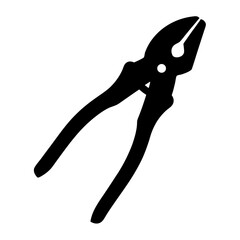 Silhouette of Combination Pliers Isolated on White Background, Tool for Repairing